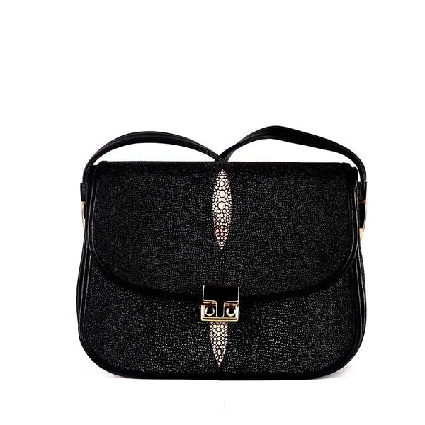 Exquisite Upscale 100% Stingray Skin Pearl Shoulder +Crossbody Bag