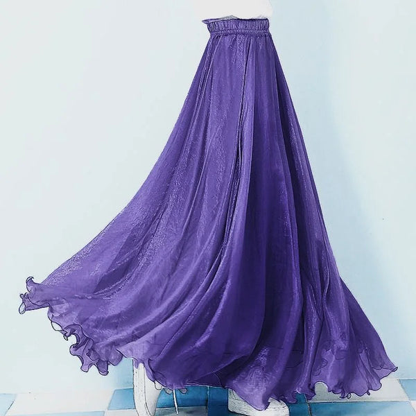 Vintage Cotton Blend A-Line Flared MAXI Skirt