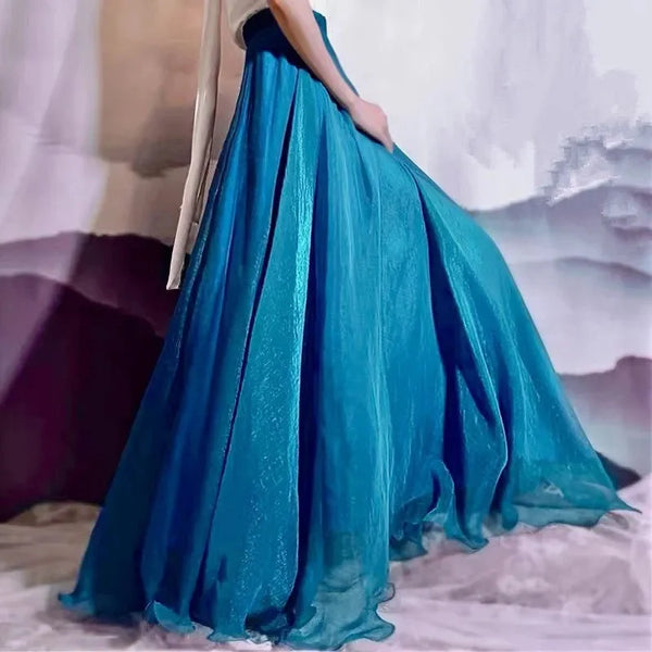 Vintage Cotton Blend A-Line Flared MAXI Skirt