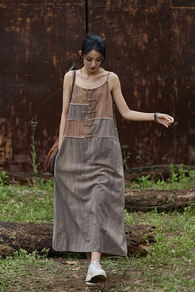 Ultra Comfy Breathable Ramie + Cotton Patchwork A-Line MAXI Sundress