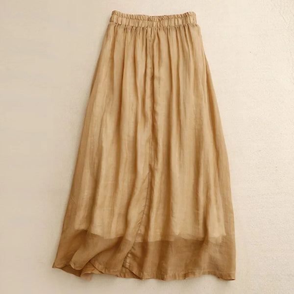 Vintage Cotton Blend A-Line Embroidered MIDI Skirt