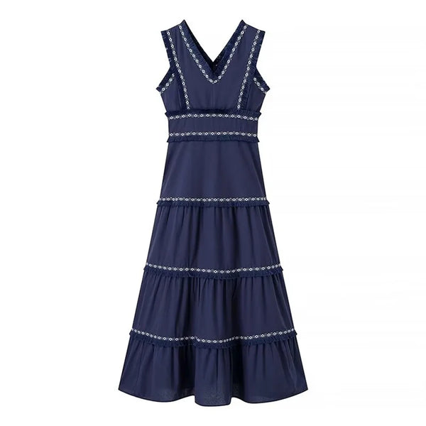 Alluring Vintage Plunging V-Neck A-Line MAXI Dress