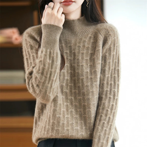 Elegant Baby Soft 100% Merino Wool Half Turtle Neck Pullover Sweater