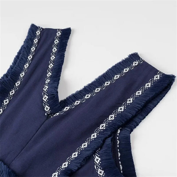 Alluring Vintage Plunging V-Neck A-Line MAXI Dress