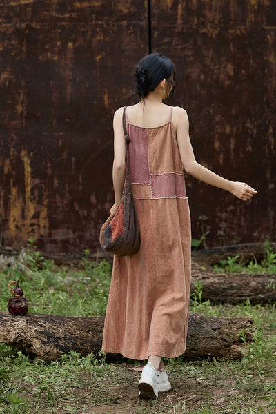 Ultra Comfy Breathable Ramie + Cotton Patchwork A-Line MAXI Sundress