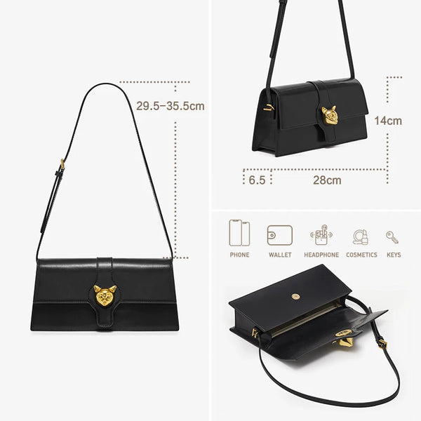 Luxury Brand Retro Leather Clutch+Shoulder Flap Bag