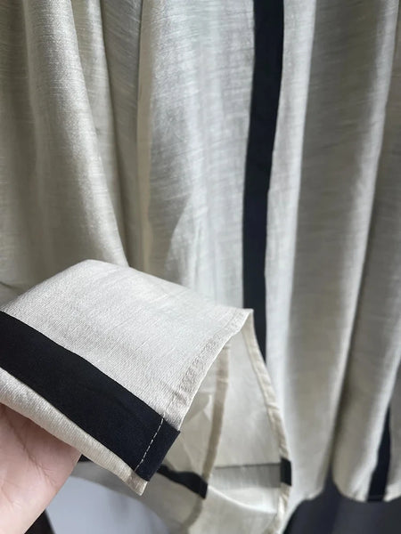 Elegant French Style Pleated A-Line MIDI Linen Blend Skirt