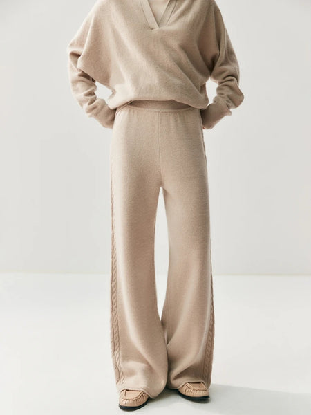 Chic Ultra Plush+Thick 100% Cashmere Palazzo Winter Pants