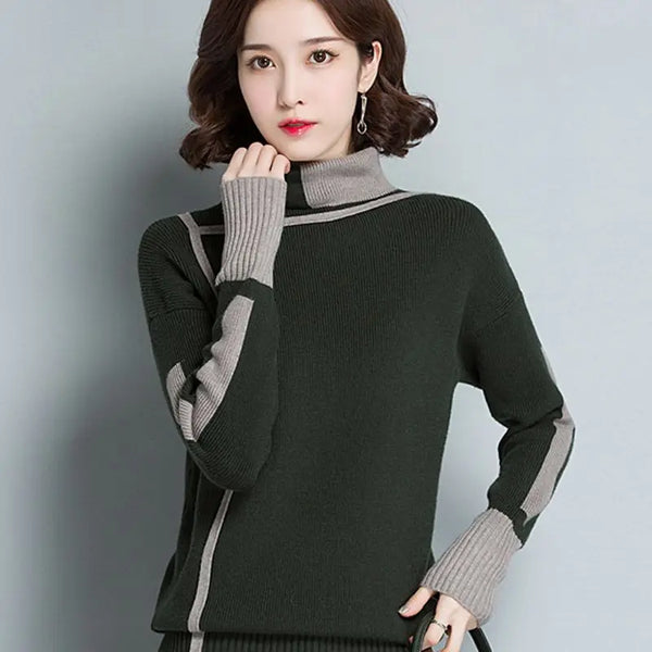 Vintage Duotone Turtleneck Pullover Sweater