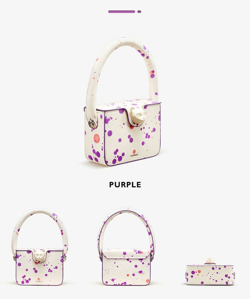 Exquisite Stylish Speckled 100% Genuine Leather Boxy Hand+Shoulder Bag
