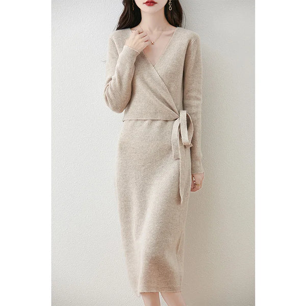 100% Premium Australian Merino Wool A-Line MIDI Winter Dress