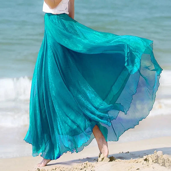 Vintage Cotton Blend A-Line Flared MAXI Skirt