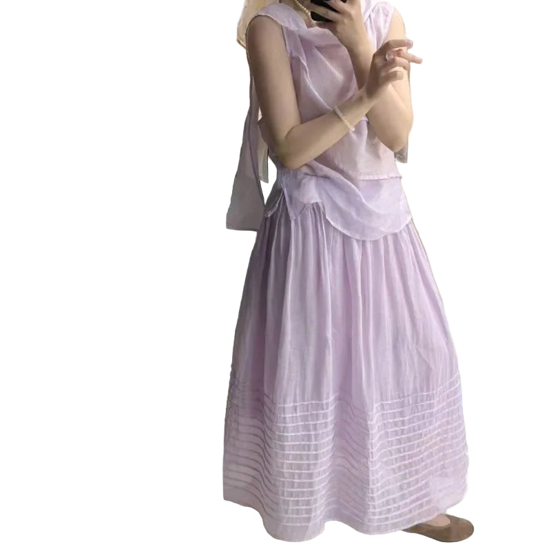 Elegant Upscale Ruched A - Line Ramie MAXI Skirt - Wigging It Etc