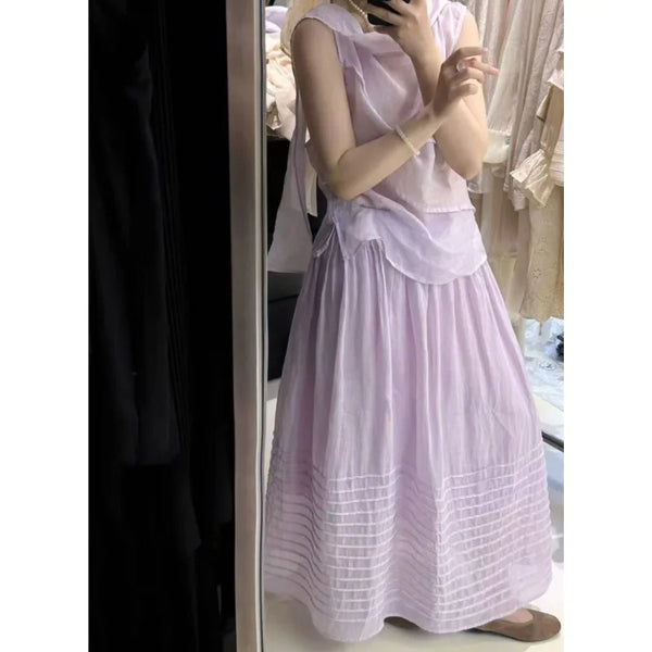 Elegant Upscale Ruched A-Line Ramie Linen MAXI Skirt