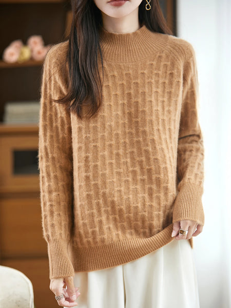Elegant Baby Soft 100% Merino Wool Half Turtle Neck Pullover Sweater