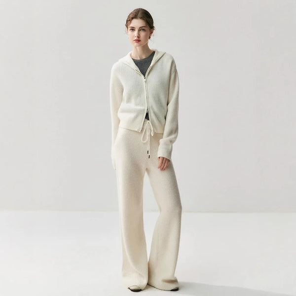 Ultra Soft 100% Grade Alxa Cashmere Hooded Cardigan+Palazzo Pants Set