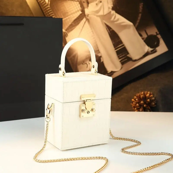 Quaint Retro Lock Box Square Bag Chain Shoulder Crossbody Bag