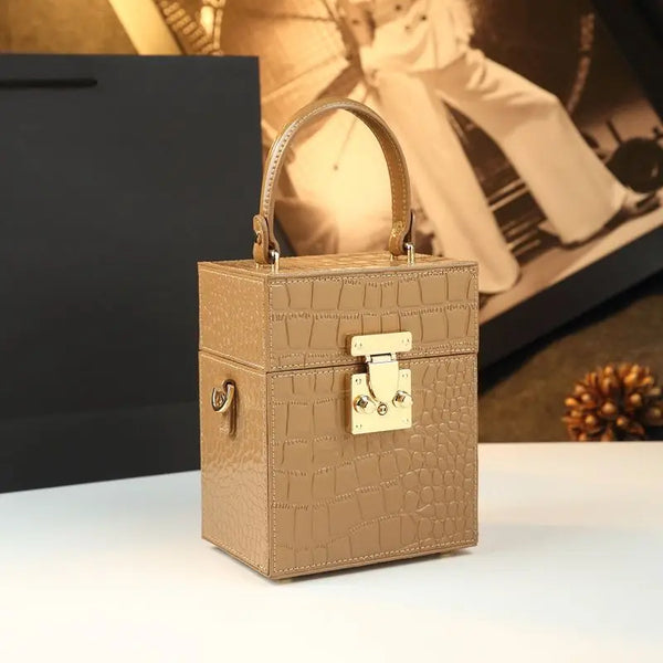 Quaint Retro Lock Box Square Bag Chain Shoulder Crossbody Bag