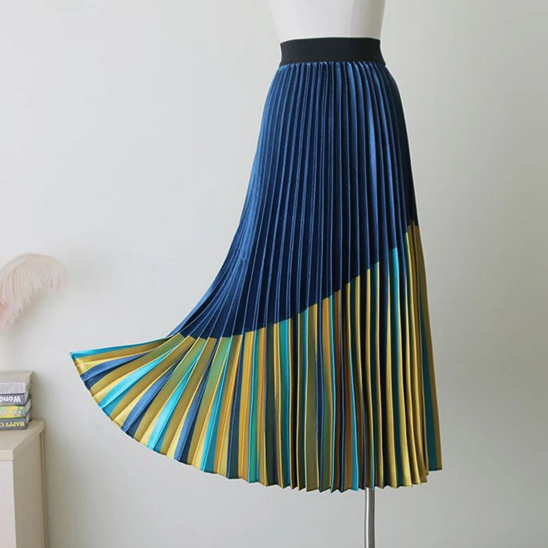 Spring + Summer Elastic High Waisted Pleated Skirt 