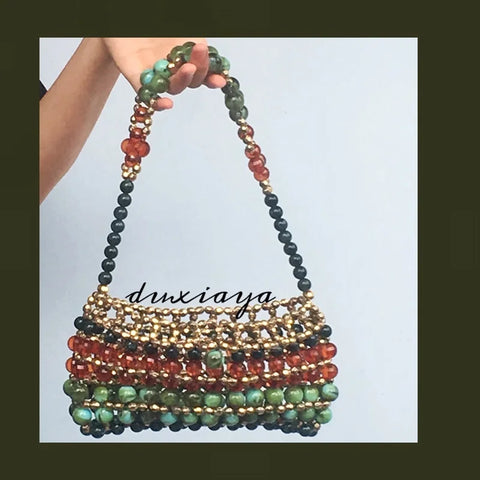 Vintage Luxury High Fashion Beaded Party Clutch+Shoulder Bag