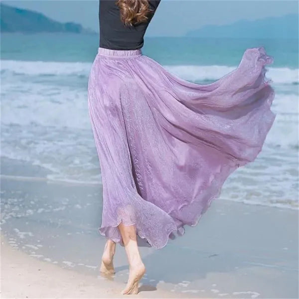 Vintage Cotton Blend A-Line Flared MAXI Skirt