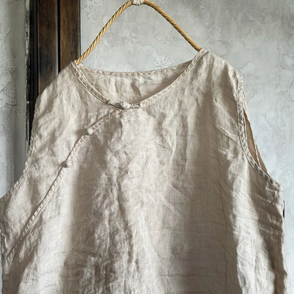 Exotic Vintage Breathable Hypoallergenic Cotton Linen Tank Top