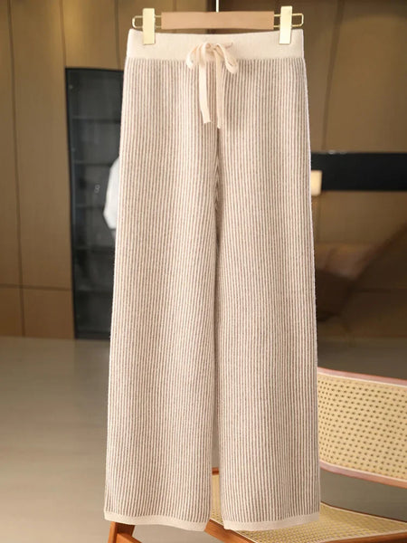 100% Merino Wool Thick+Soft Knit Winter Palazzo pants