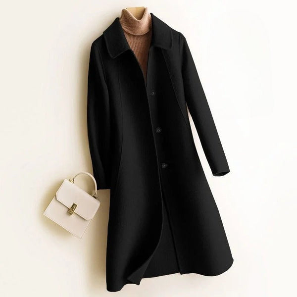 Vintage Elegant Single Breasted Wool Blend MIDI Coat - Wigging It Etc