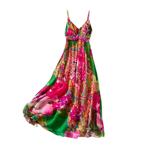 Flirty Elegant 100% Mulberry Silk Floral Print Dress