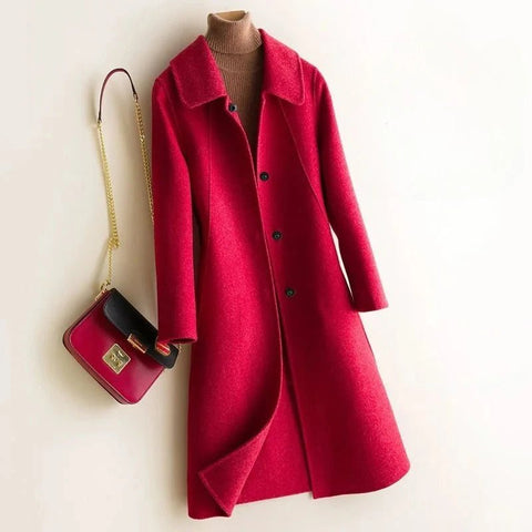 Vintage Elegant Single Breasted Wool Blend MIDI Coat - Wigging It Etc