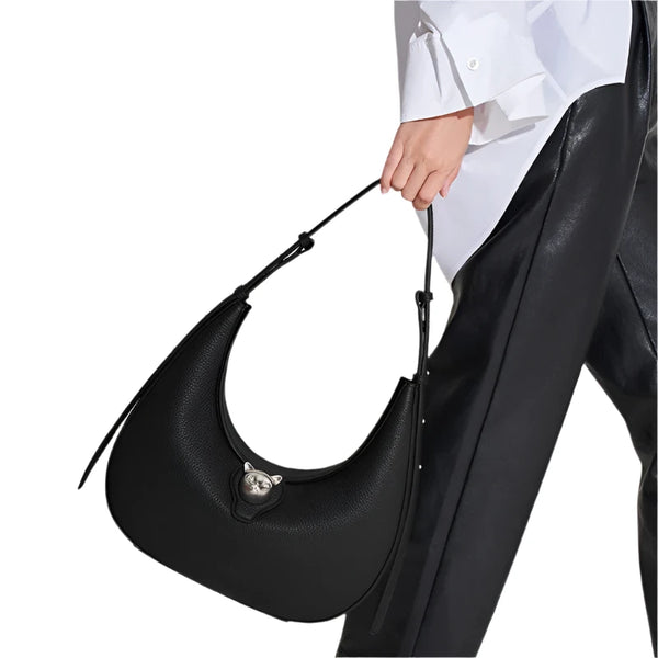 100% Genuine Leather Crescent-Shaped Luxury Mini Shoulder/Crossbody Bag