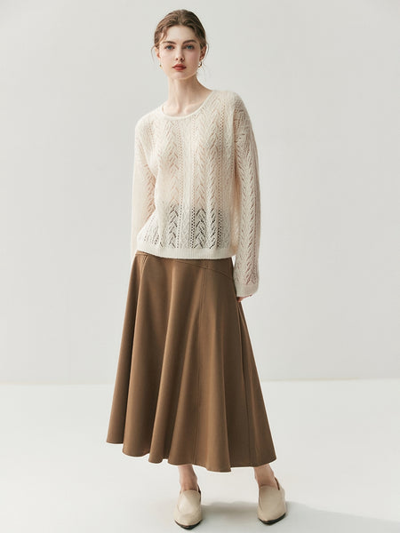 Elegant Dainty 100% Cashmere Hollowed Out Pullover