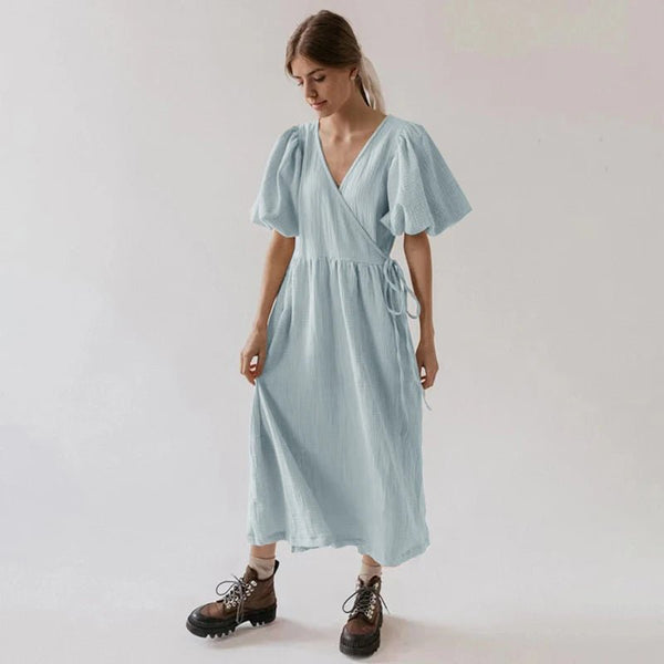 Vintage 100% Cotton Muslin Crepe Gauze Maxi Dress - Wigging It Etc