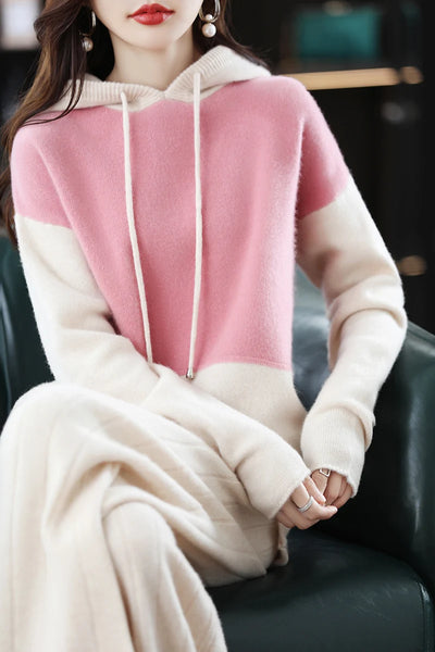 Opulent Densely Knit 100% Merino Hooded Sweatshirt+Palazzo Pants Set