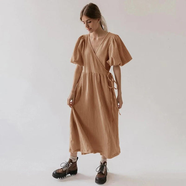 Vintage 100% Cotton Muslin Crepe Gauze Maxi Dress - Wigging It Etc