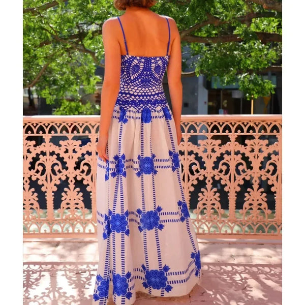 Exquisite 100% Linen Print Uptown A-Line MAXI Dress|Gown size
