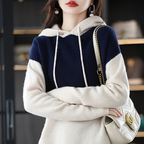 Opulent Densely Knit 100% Merino Hooded Sweatshirt+Palazzo Pants Set