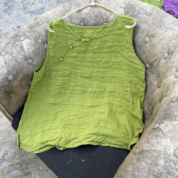 Exotic Vintage Breathable Hypoallergenic Cotton Linen Tank Top