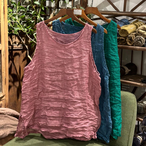 Vintage Preshrunk Roomy Breathable Ramie Tank Tops