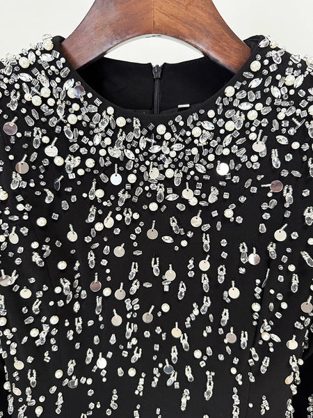 Cotton Blend Luxurious Intricate Hand Sewn Beaded A-Line MAXI Gown