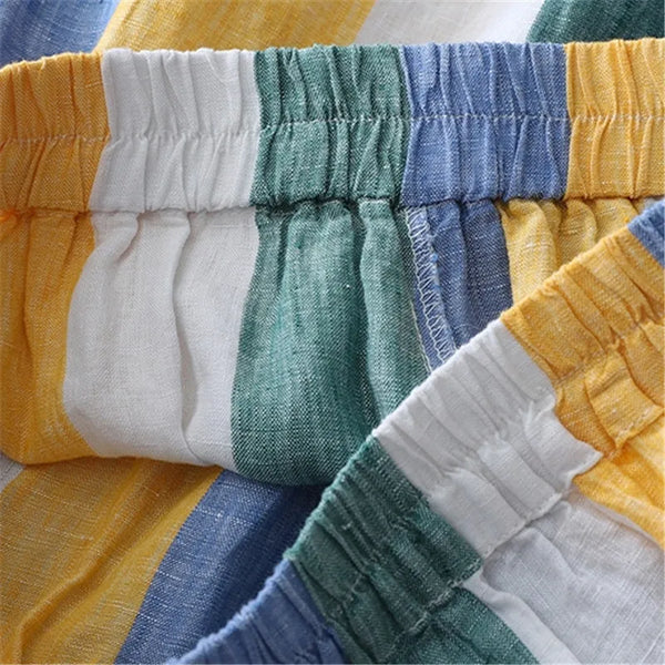Vintage Colorful Cotton Linen Cropped Palazzo Pants