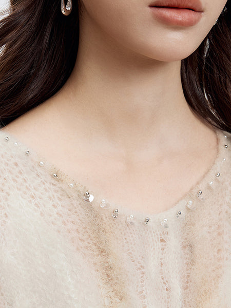 Thick Plush Dainty Wool+Mohair Blend Pullover Sweater