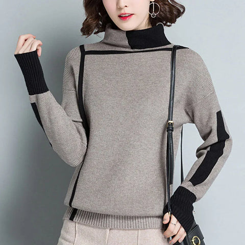 Vintage Duotone Turtleneck Pullover Sweater