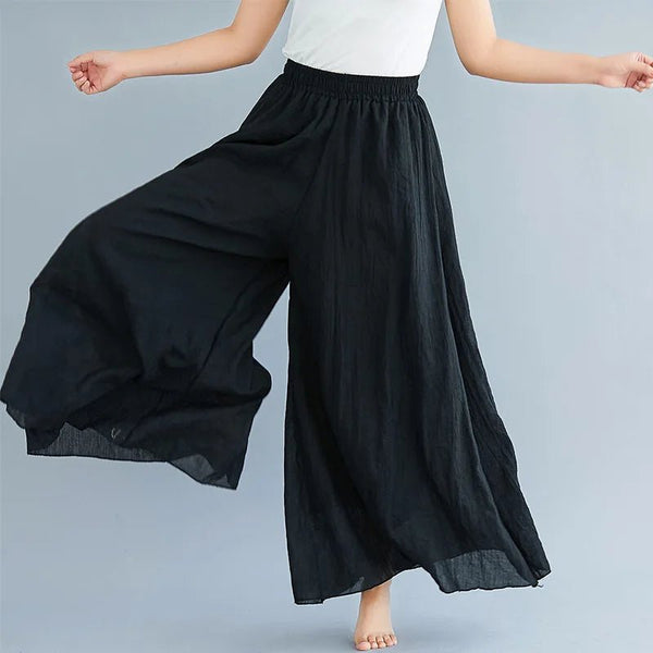 Vintage Double Wide Super Comfy Cotton Linen Blend Palazzo Pants - Wigging It Etc