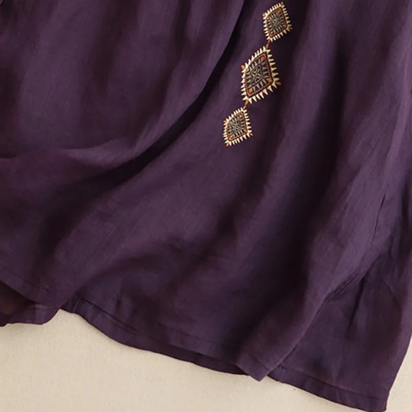 Vintage Cotton Blend A-Line Embroidered MIDI Skirt