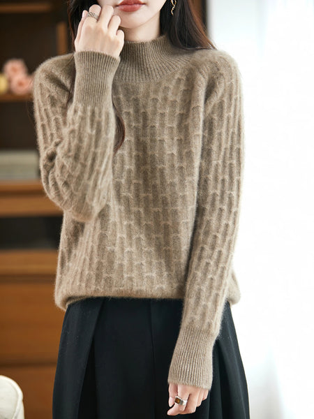Elegant Baby Soft 100% Merino Wool Half Turtle Neck Pullover Sweater