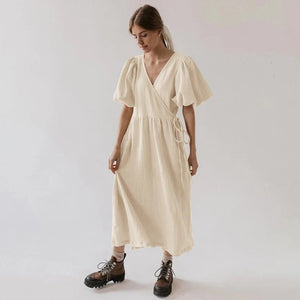 Vintage 100% Cotton Muslin Crepe Gauze Maxi Dress - Wigging It Etc