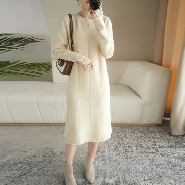 100% Pure Merino Wool Casual Knit Dress