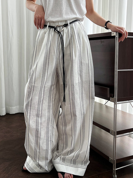 Classic Breathable Cotton Linen Palazzo Pants