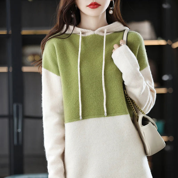 Opulent Densely Knit 100% Merino Hooded Sweatshirt+Palazzo Pants Set